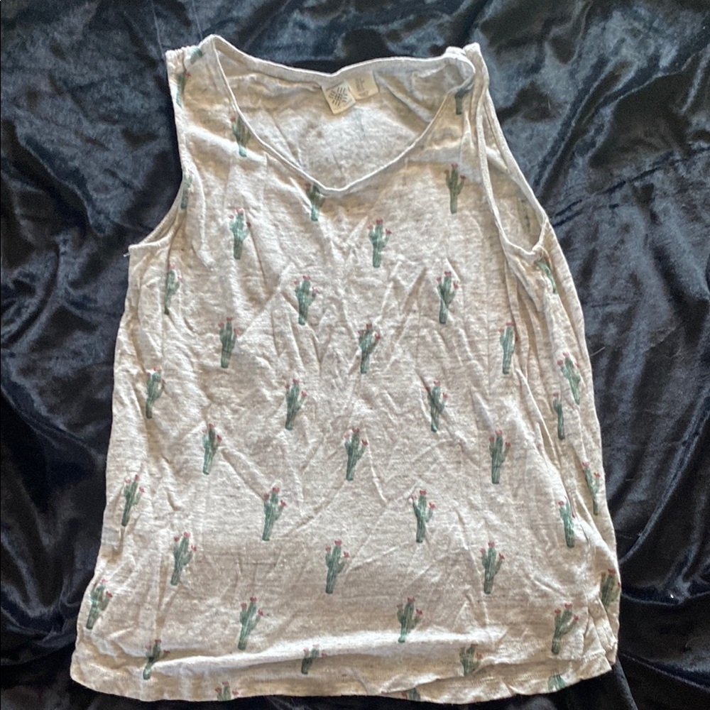 Artisan Ny Cactus Print Gray Tank Top